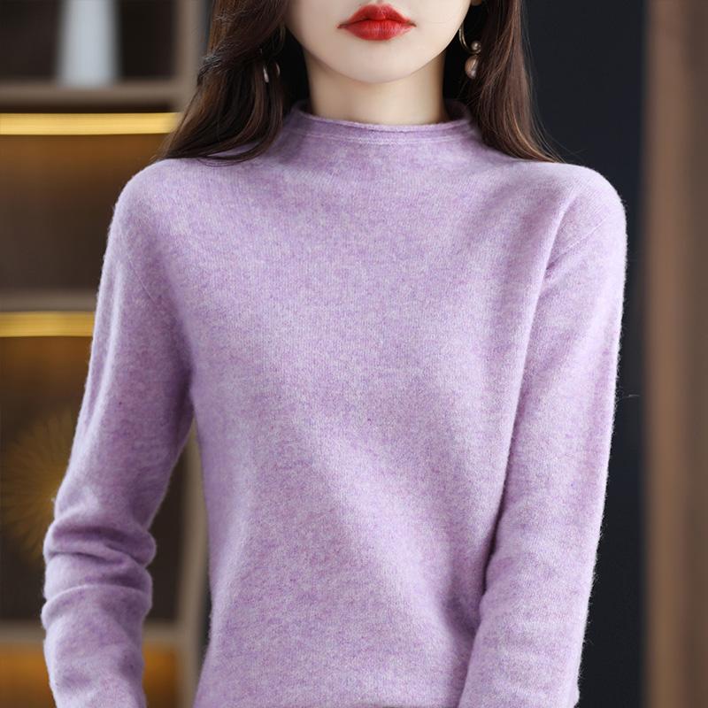 Dámský svetr 100% vlna merino MODERNÍ NOVÁ SAGA Zimní vlna Rolák pletený svetr Podzimní svetr Dámské pletené topy