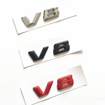 Car Styling Refitting Sticker Black Red Chrome 3D Sharp Font Letters V8 V12 Emblem Badge Fender Side Logo