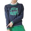 Jun Rope College Logo Long Sleeve Knit Navy ERM64010 & Women's Pullover, (Size 40),