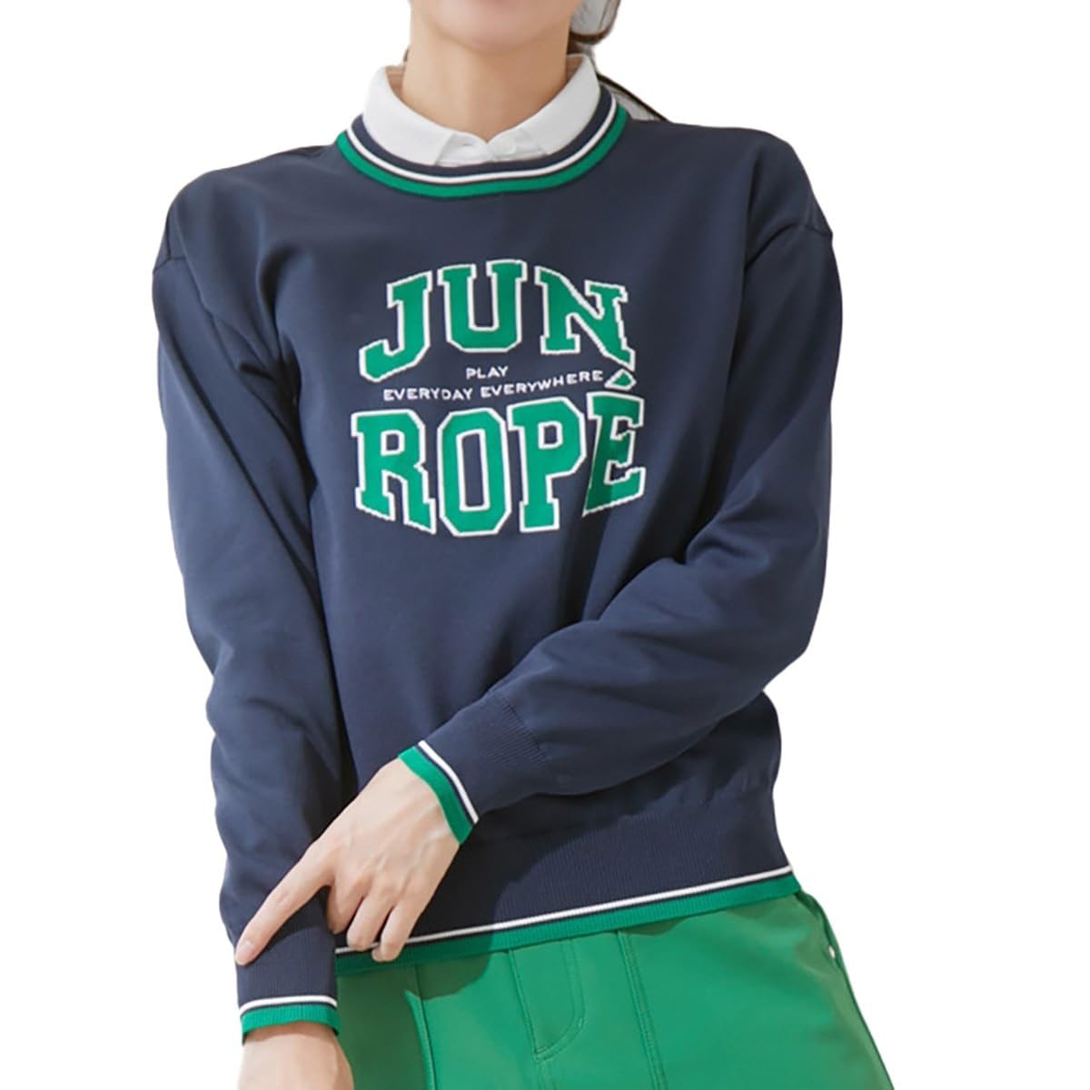 

Jun Rope College Logo Long Sleeve Knit Navy ERM64010 & Women s Pullover, (Size 40),