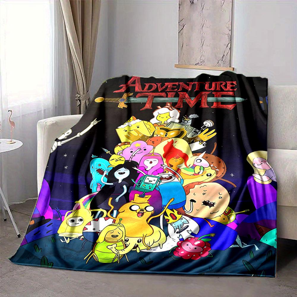 1pc Adventure Time Blanket Lightweight Flannel Throw For Sofa, Bed, Travel, Camping, Livingroom, Office, Couch, Chair, And Bed