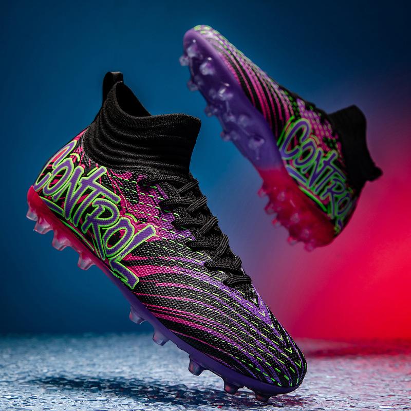 Autumn Control Football Shoes Boys and Girls Student Competition High Top Spikes Grass Training Shoes