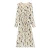 High-End Floral Print V-Neck Long Sleeve Summer Dress for Women