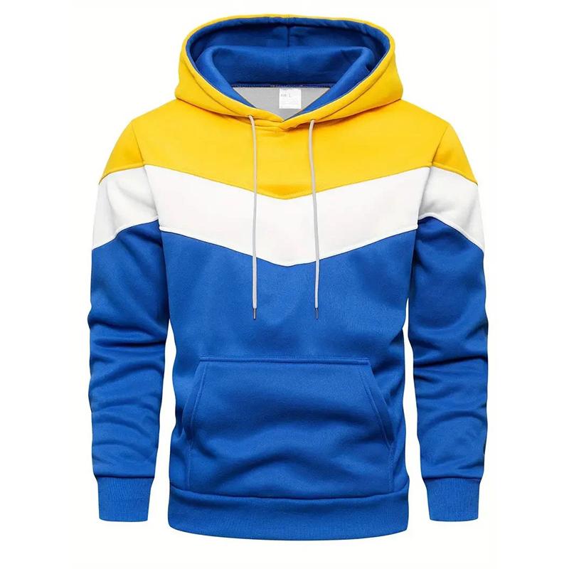 

3D Digital Printing Color Blocking Comfortable Men s Hooded Sweatshirt for Spring and Autumn Casual Outdoor Activities Polyester Fiber 4XL жовтий