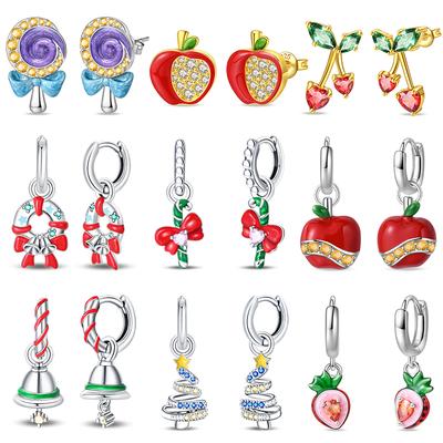 Christmas Series New Womens Earrings Copper Christmas Bell Flower Apple Earrings For Daily Wear Jewellery Gift