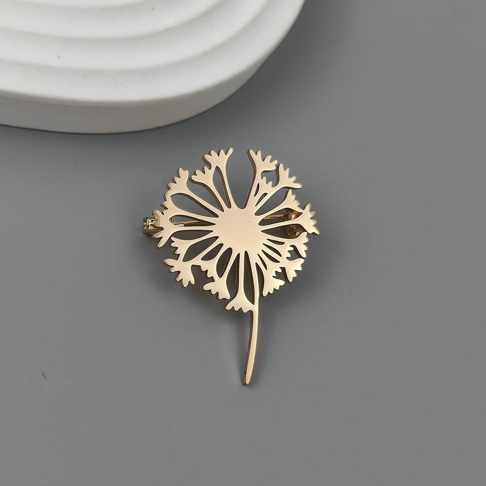 New Dandelion Men's Lapel Pin, Stainless Steel Gold-plated Badge, Punk Style Suit Accessories Black Brooch, Gift for Father