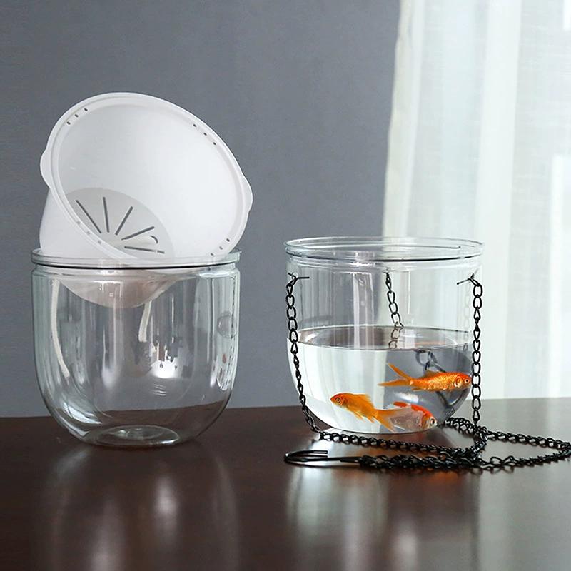 

Transparent Double Hanging Basket Pot Lazy Self-Absorbent Pot Can Hang Plant Pot
