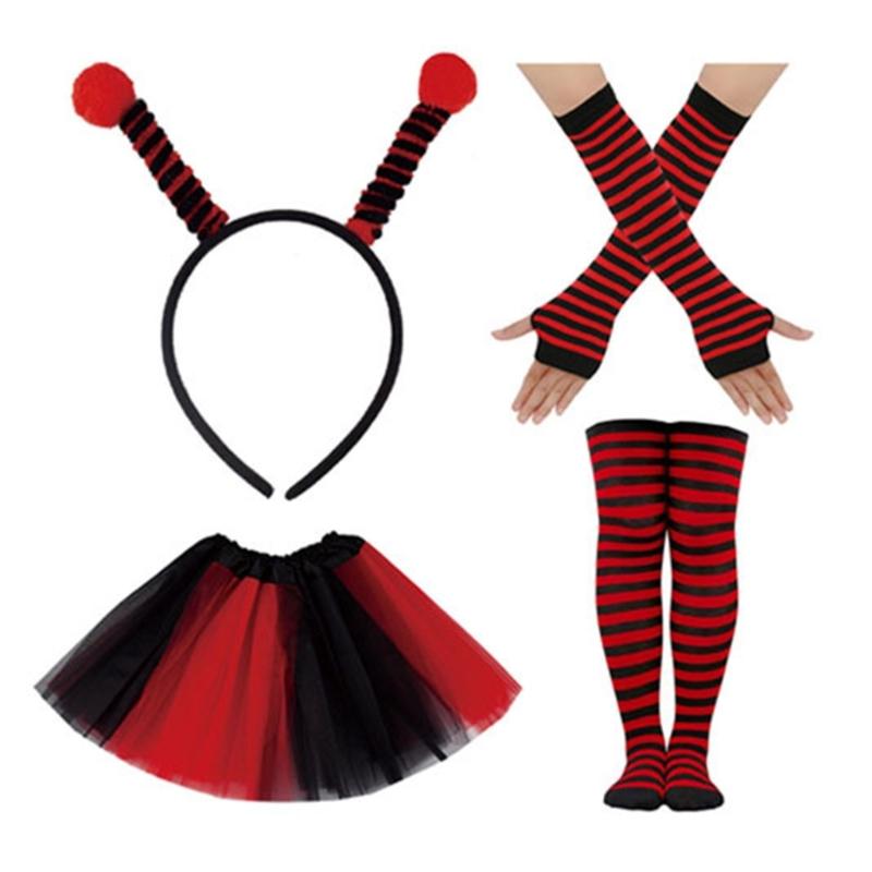 4Pcs Bees Fancy Dress up Kits for Women and Kid Birthday Halloween Cosplay Party