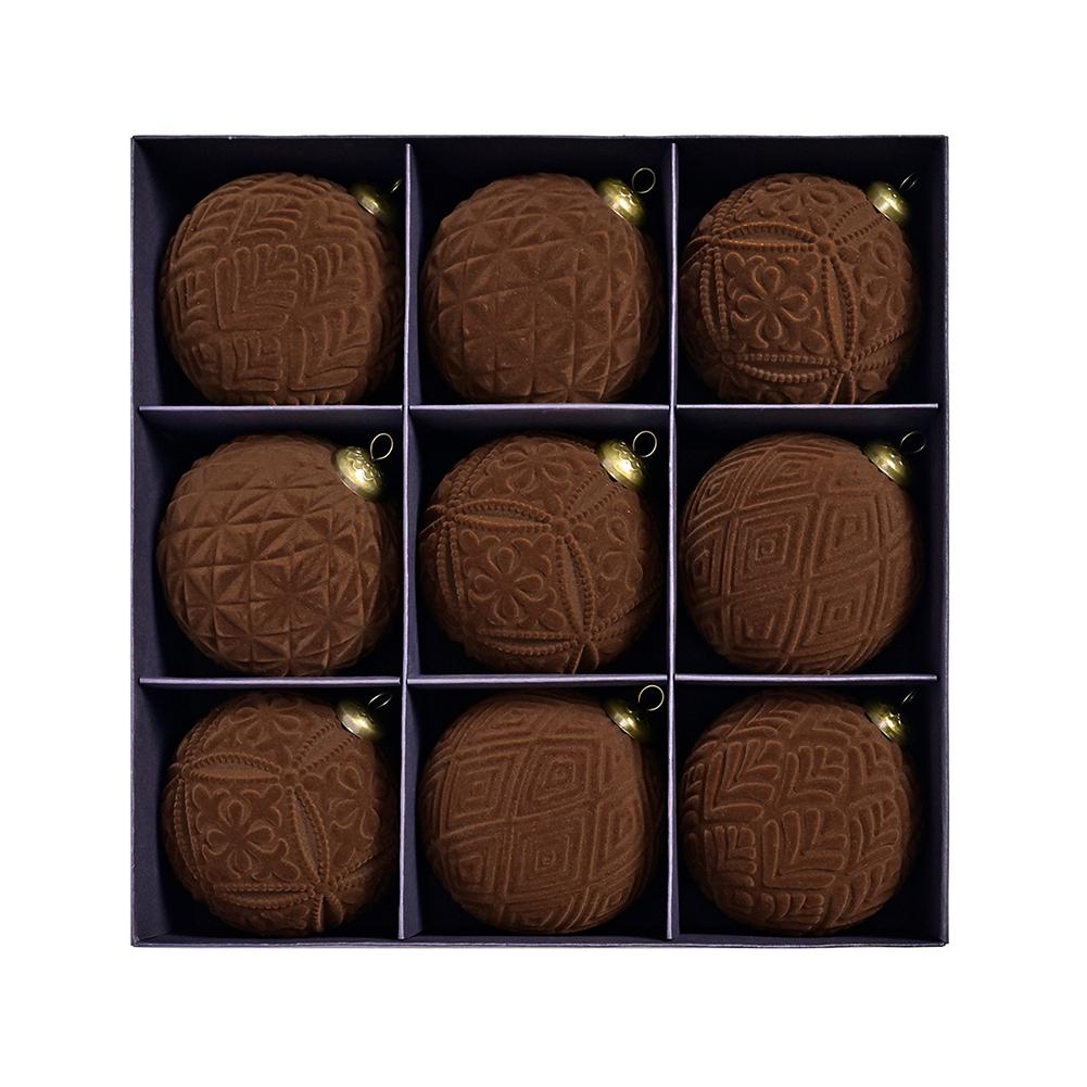 Elegante Samt-Weihnachtskugeln - 9er-Pack 8cm Hängende Ornamente Für Festliche Navidad Weihnachten Dekorationen Weihnachtsbedarf