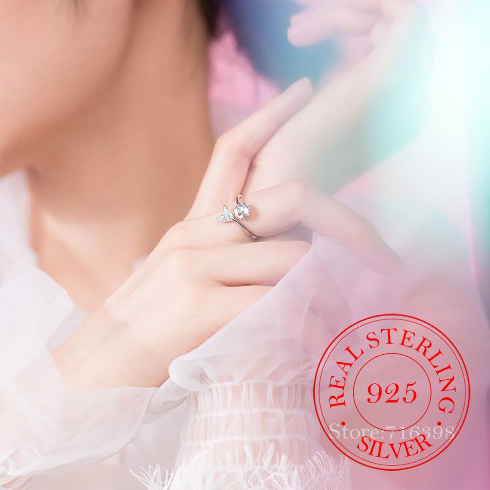 925 Sterling Silver Mermaid Tail Ring - Elegant Zircon Studded Wedding Band, Romantic Party Jewelry Fashion Gift for Women
