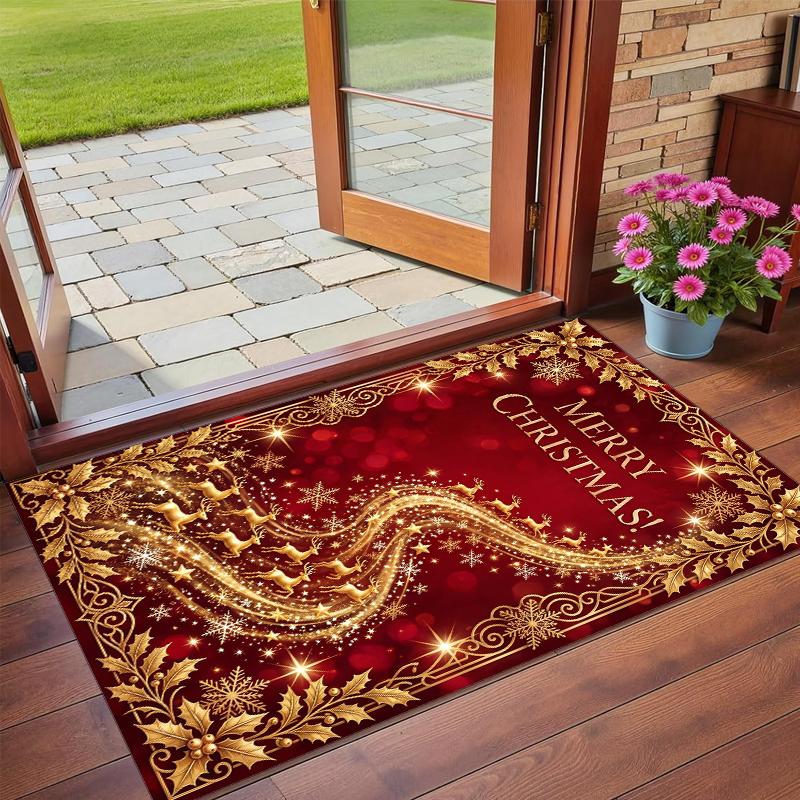 Christmas Printed Square Area Rug Soft Non Slip Floor Carpet For Bedroom Holiday Gift