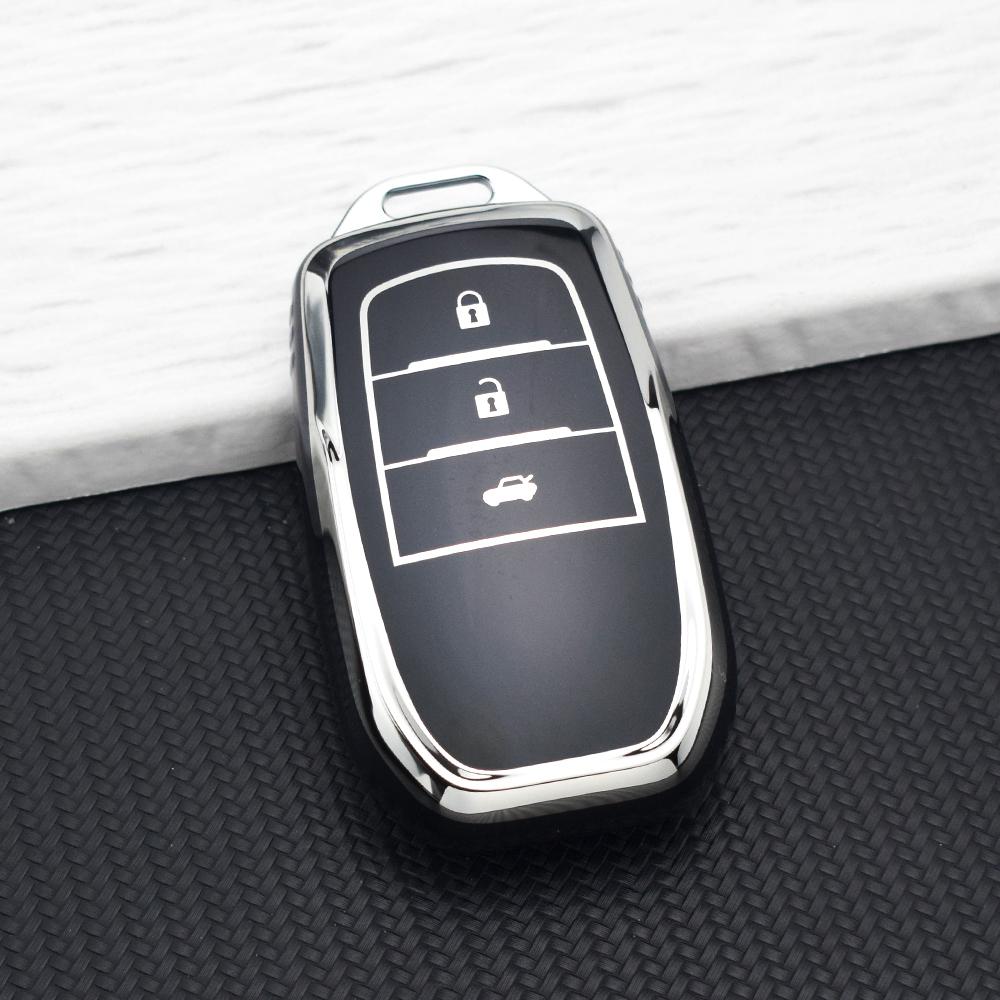 2/3 Buttons TPU Car Key Fob Case Cover for Toyota CHR Hilux Fortuner Land Cruiser 200 Camry Corolla Crown RAV4 Highland Keychain