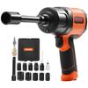 1/2-Inch Air Impact Wrench, High Torque Up To 1400 Ft-lbs, Lightweight 4.6 Lb Design Pneumatic Impact Gun with 11-PCS 1/2-Inch Drive CR-V Steel Impact