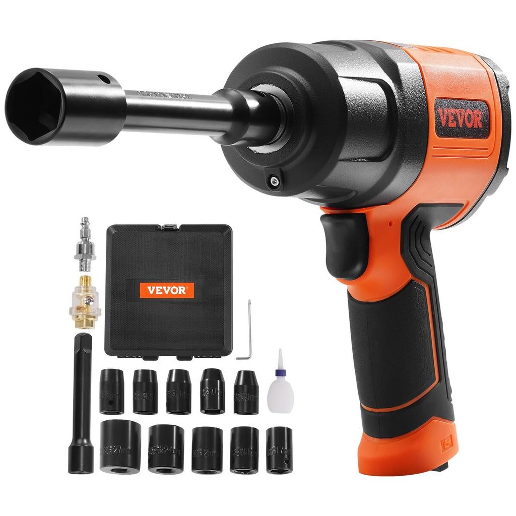 1/2-Inch Air Impact Wrench, High Torque Up To 1400 Ft-lbs, Lightweight 4.6 Lb Design Pneumatic Impact Gun with 11-PCS 1/2-Inch Drive CR-V Steel Impact