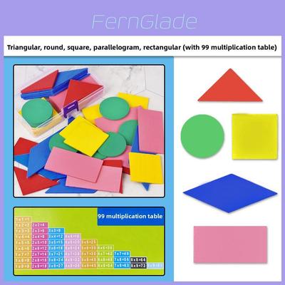 Conjunto de Formas Geométricas de Madeira Para Aprendizagem de Matemática Elementar Com 50 Peças Para Uso em Sala de Aula