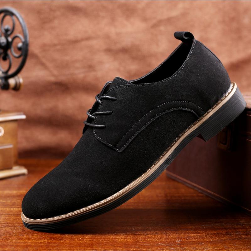 Fashion Men Oxford Shoes Suede Leather Men Shoes Oxford Casual Classic Business Comfortable Footwear Dress Large Size 39-48 Flats
