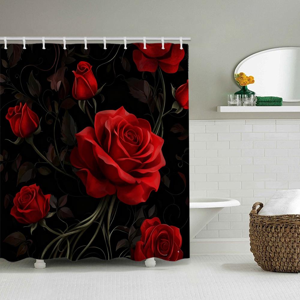 1/4 Badewannenmädchen Druck Duschvorhänge, WC-Sitz Dekoration, Duschvorhang mit Teppich und WC-Deckel, 70,8x70,8 Zoll