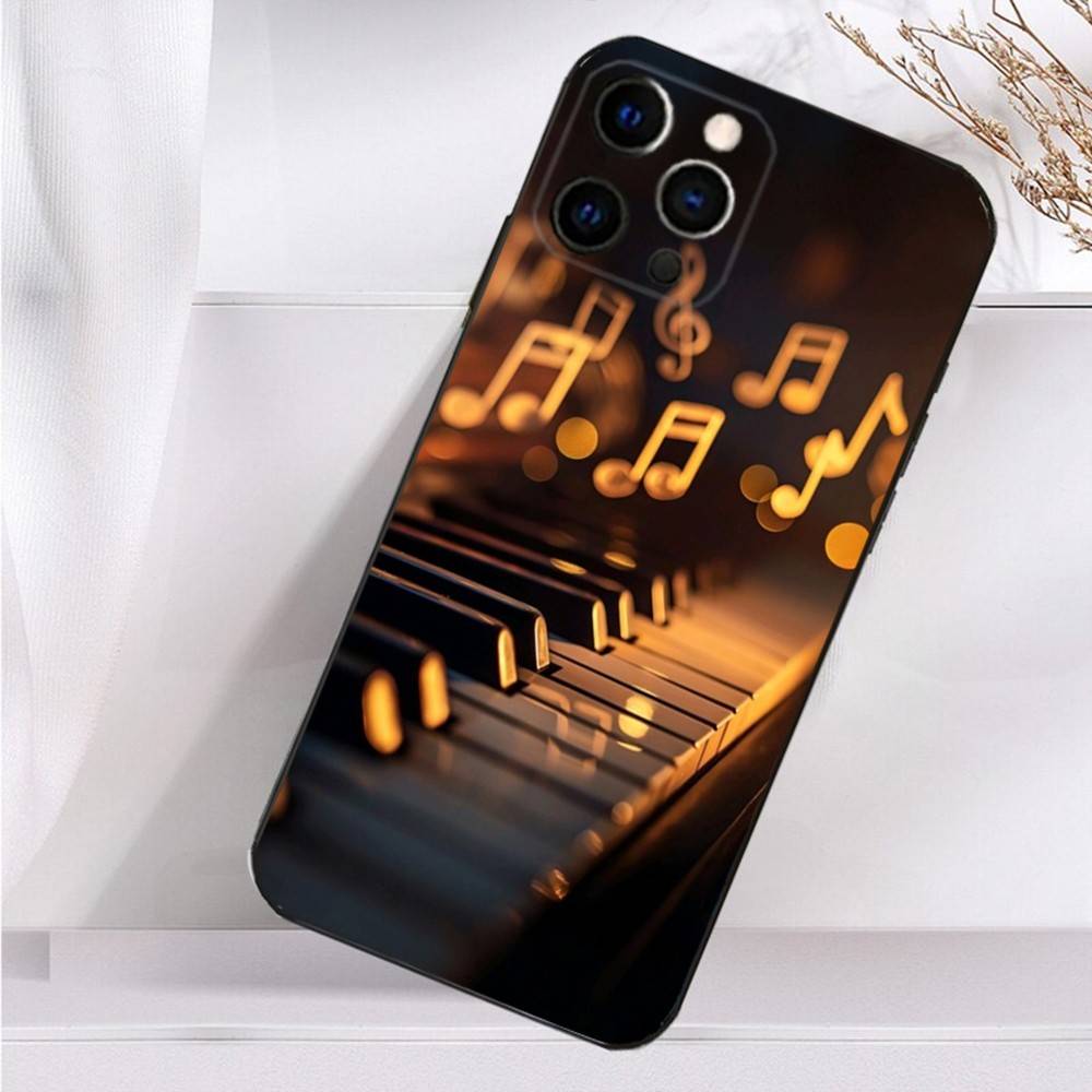 Keyboard Art Piano Phone Case For iPhone 16,15,14,13,12,11 Plus,Pro Max,XS,X,XR,SE,Mini,8,7 Soft Silicone Black Cover