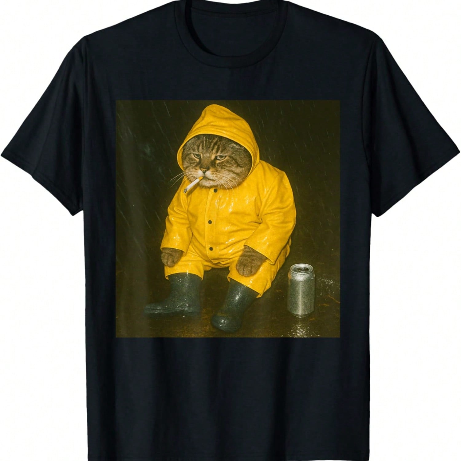 Funny Smoking Cat Meme Cigarette Kitten Brainrot T-Shirt S разноцветный