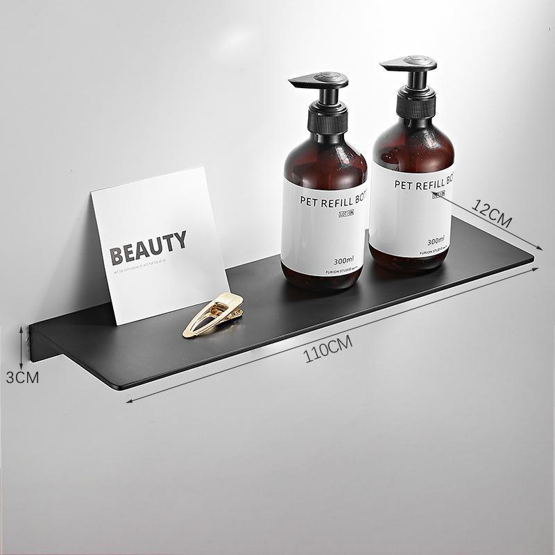 Gunmetal Gray Wall-Mounted Bathroom Storage Rack - Double Layer, No-Drill Shelves