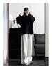 Women's White Gray Striped Wide-Leg Sweatpants - New for Spring & Autumn 2024