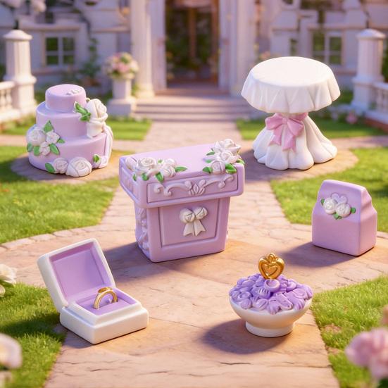 Micro Landscape Ornaments Mini Wedding Scene Decorations with Arches Bouquets Cakes Ring Boxes Resin DIY Garden Accessories Romantic Gift Ideas