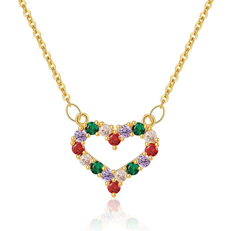 Mixed Color Zircon Clavicle Chain Minimalist Light Luxury 18k Gold Plated Fashion Necklace