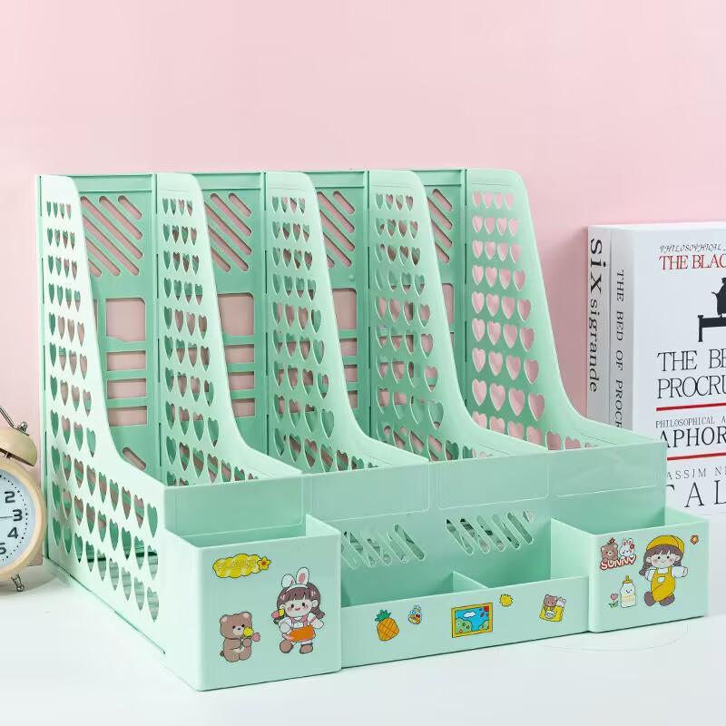 Multi-Layer A4 Document Holder Rack Pp Material Desk Organizer With Storage Box And Bookshelf For Office Supplies File Rack