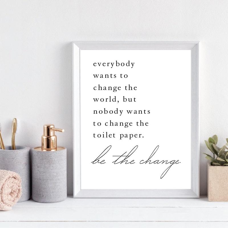 Badezimmer-Zitat auf Leinwand, Poster und Drucke, Wandbilder, modernes lustiges Badezimmer-Zeichen, Kunstmalerei, Badezimmer-Wandkunst, Dekor, kein Rahmen