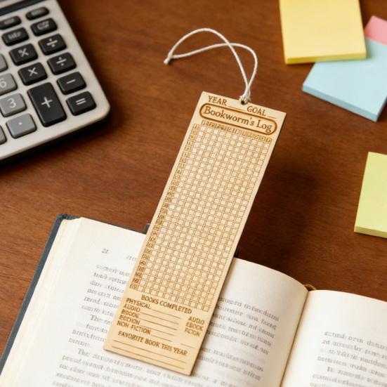 Segnalibro in legno con scomparti funzionali, tracker di lettura, accessorio elegante per libri, agenda di lettura, regalo per lettori.