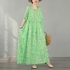 Kurzarm Plus Size Baumwolle Vintage Blumenmuster Neu in Kleidern für Damen lässig locker langes Sommerkleid