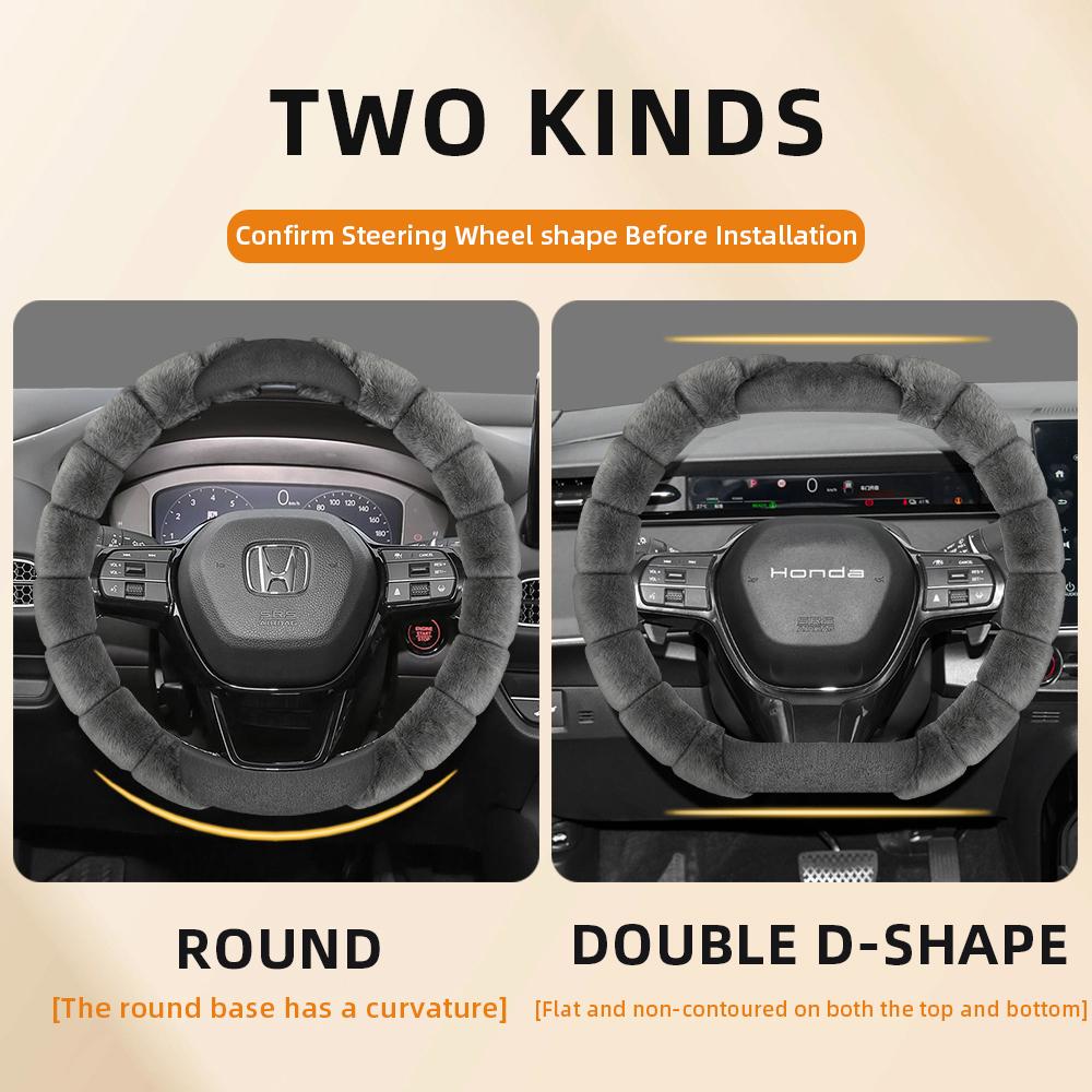 Suitable for Honda Plush Steering Wheel Cover Winter Cold-Proof and Warm Cover Cr-V Civic Hr-V Zr-V Vezel City Amaze Fit Jazz Accord Wr-V 