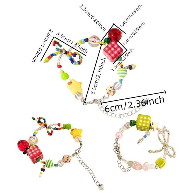 Vibranting Candy Bead Bracelet with Bowknot Accent Accessory for Teens and Children Seeking Fashion and Individuality