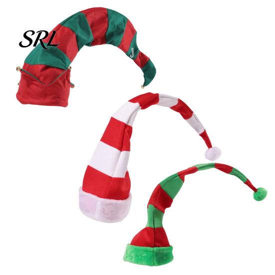 Christmas Photo Booth Props Elf Pointed Hat, Striped Hat with Pompom or Xmas Party Decorative Accessories Bells, Cosplay for Adults, Holiday