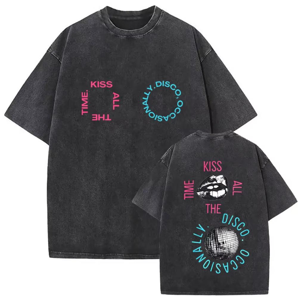 Vintage Washed Harry Styles Graphic T-shirt Men's Pop Album Hip Hop Short Sleeve T-shirts Casual 100% Cotton T Shirts Streetwear