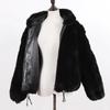 New Women 100% Natural Rex Rabbit Fur Hooded Coats Winter Russian Lady Warm Real Rex Rabbit Fur Jackets Hot Genuine Fur Overcoat
