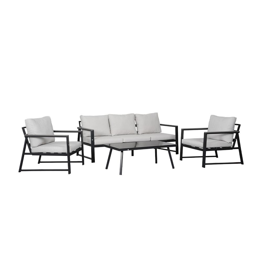 Sleek Contemporary Style All‑Aluminum Four‑Piece Weather‑Resistant Outdoor Sofa Furniture Set