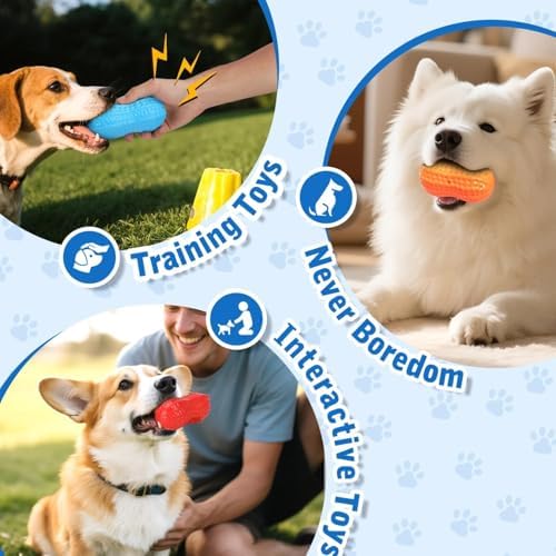 ElevaPulse 4-Pack Peanut Dog Toys, Indestructible Chew Toys for Dental Care & Mental Stimulation, Interactive Fun for Small Medium Large Dogs