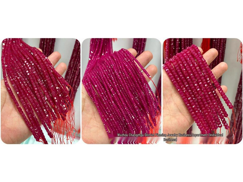 Faceted Glossy Hexagonal Teardrop Rice Beads for DIY Ruby Bracelets