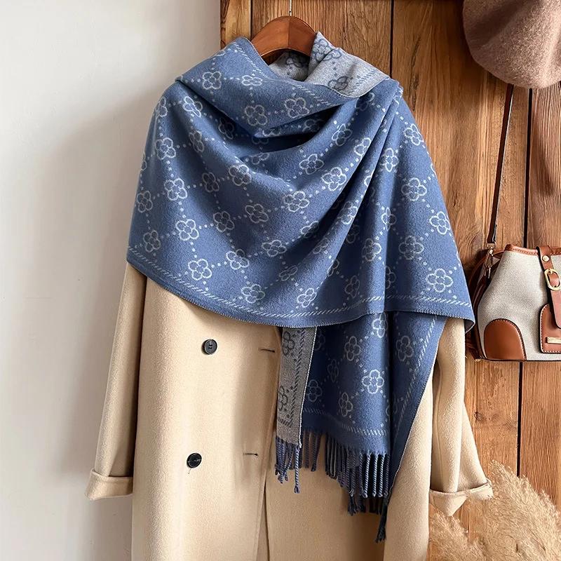 2025 Brand Warm Cashmere Poncho Shawl Scarf Luxury Print Thick Pashmina Winter Blanket Wraps Bufanda Casual Hijab Stoles Echarpe