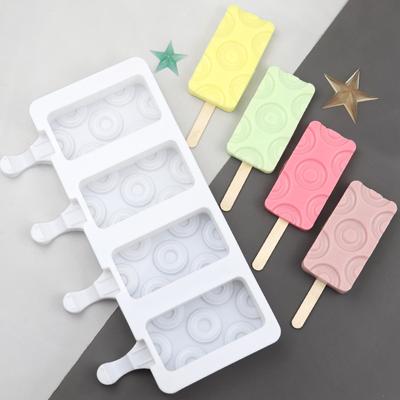 4 Cavities Simple Circle Ice Cream Silicone Mold Popsicle Ice Cube Tray Homemade Cheese Pudding Mold Gifts Kitchen Accessories