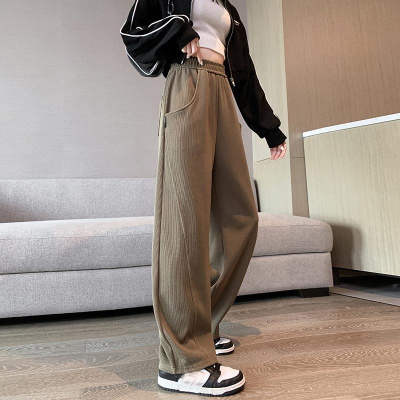 Large Size Spring and Autumn Women Pants High Waist Wide Leg Straight Pant Loose Casual Fashion Streetwear Trousers