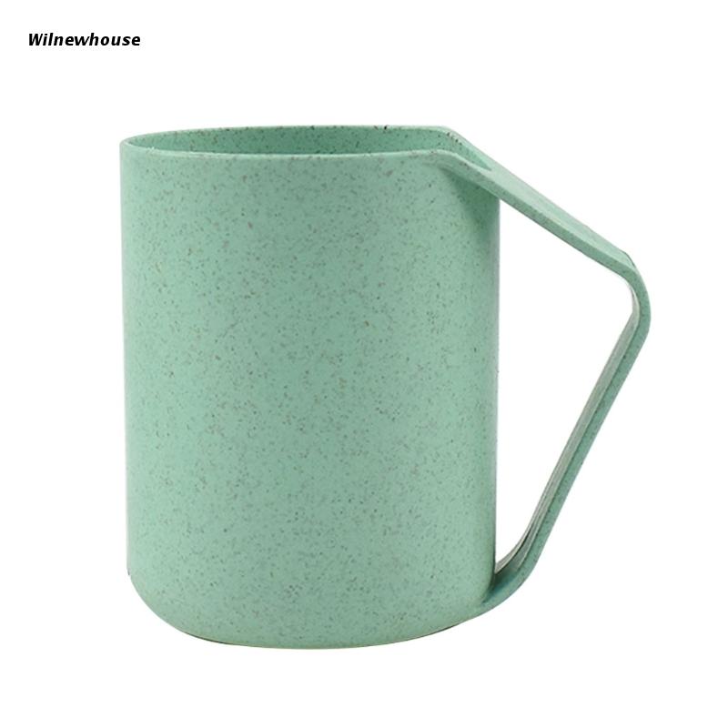 F63A Wheat Straw Plastic Coffee Cups Mug with Handles Dishwasher Microwave Safe Unbreakable Lightweight Eco-friendly BPA