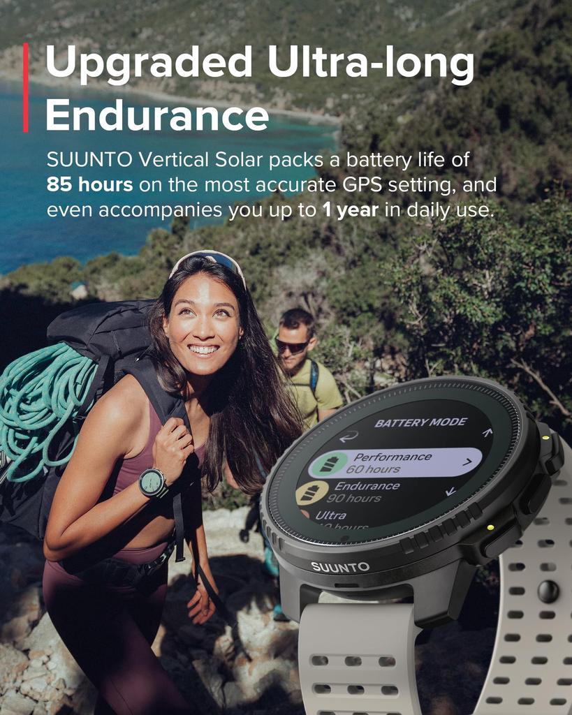 Suunto Vertical SS Solar GPS Sports Watch Model SAND 100m Waterproof Sleep Monitoring Offline Map Intelligent Battery Mode