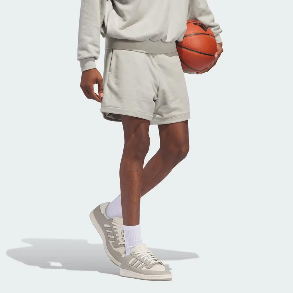 Adidas 2024 Collection Chapter 01 Mid-Rise Fitted Solid Color Basketball Shorts Unisex Bottoms Sesame IN7701
