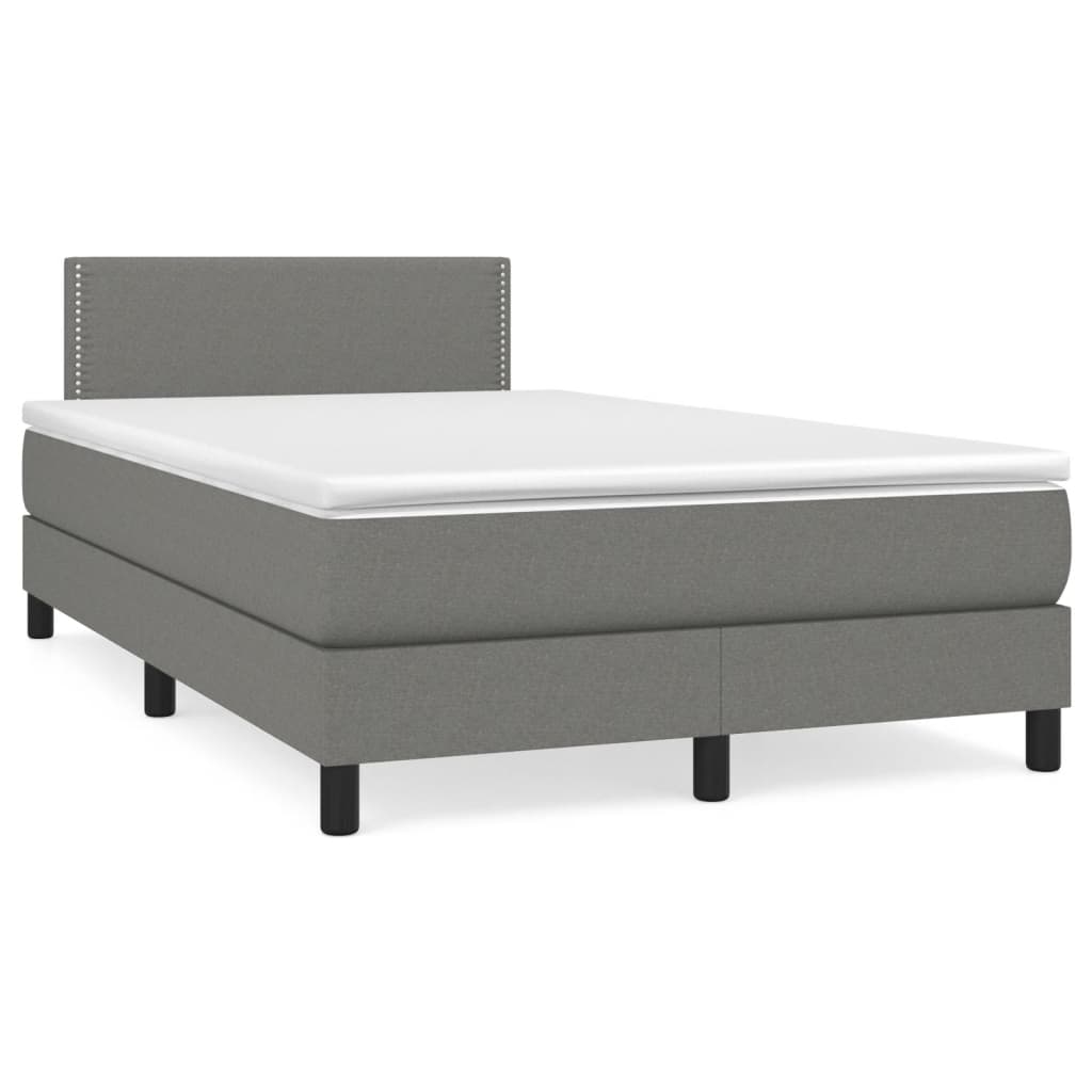 Box Spring Bed with Mattress & LED Dark Grey 120x190 cm Fabric