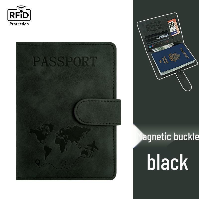 PU Leather Multi-Card Passport Holder with Embossed Design