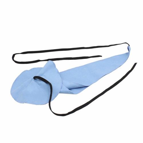 Reusable, absorbent cleaning swab for wind instruments, including saxophone, alto, tenor saxophone, and flutes. Blue maintenance tool.