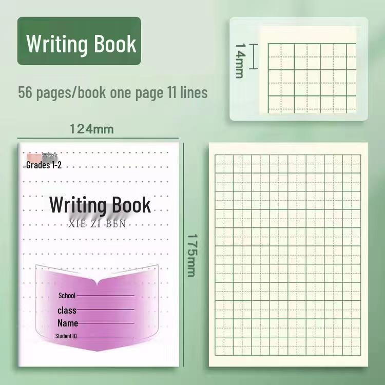 30-Sheet Student Writing Practice Workbook: Math, Square Grid, Pinyin for Kindergarten to 12th Grade