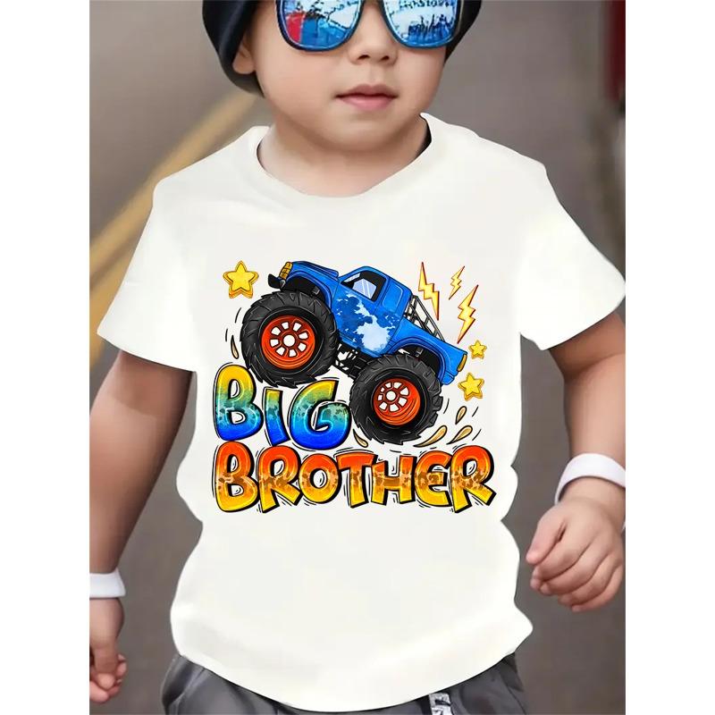 European sizes Summer Boys Fashion Short-Sleeve Car Print Outdoor Casual Top 110 белый